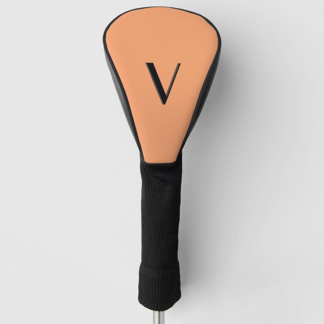 Solid Apricot Monogram Initial Golf Head Cover (Front)