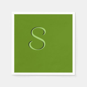 Solid Avocado Green Initialized Napkin