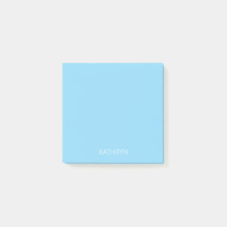 solid baby blue personalized post-it notes