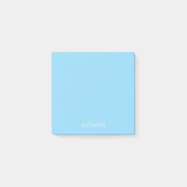 solid baby blue personalized post-it notes (Front)