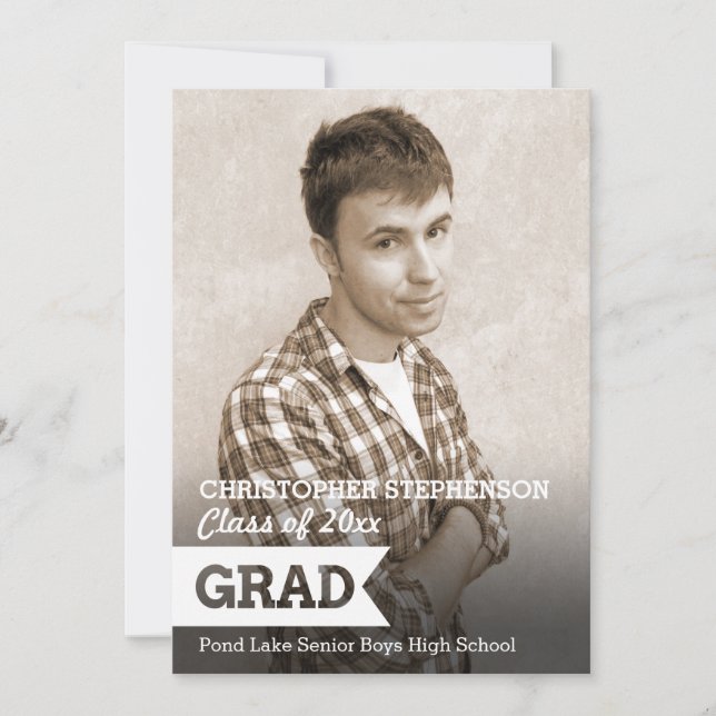 Solid Banner Photo Graduation Announcement (Front)