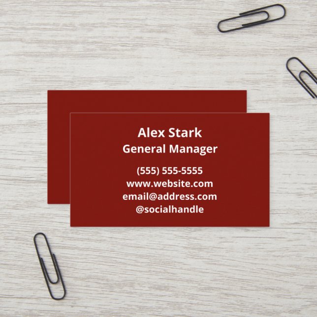 Solid Barn Red Business Cards (Front/Back In Situ)