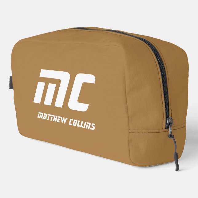 Solid Beige Monogram Name Text Simple for Him Dopp Kit (Right Corner)