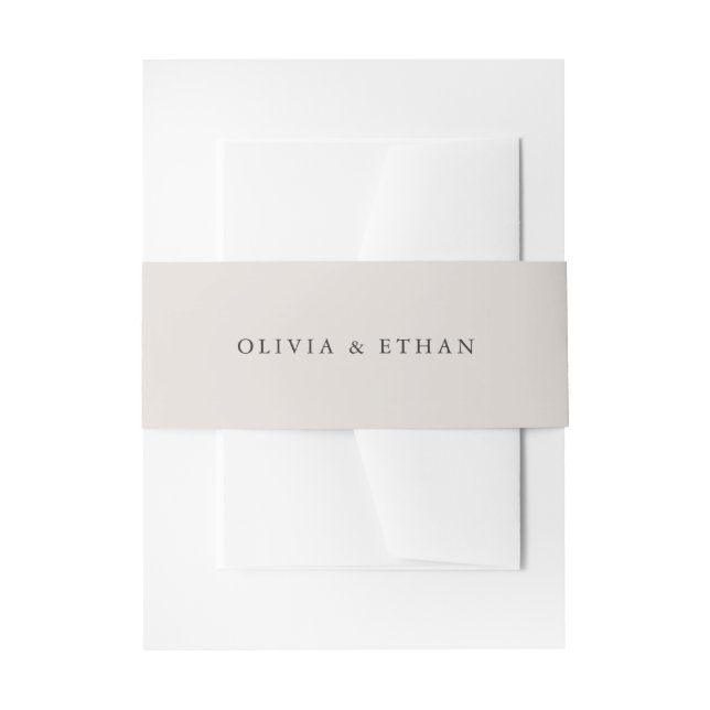 Solid Beige Wedding Invitation Belly Band (Front Example)