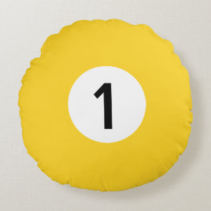 Solid Billiard Ball #1 - 100% Editable Round Pillow