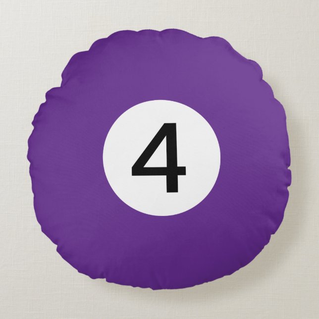 Solid Billiard Ball #4 - 100% Editable Round Pillow (Front)