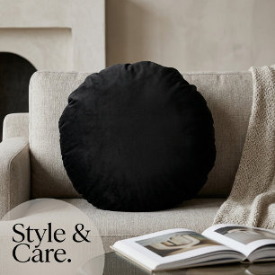 Solid Black 16 Inch Round Throw Pillow Decor Style