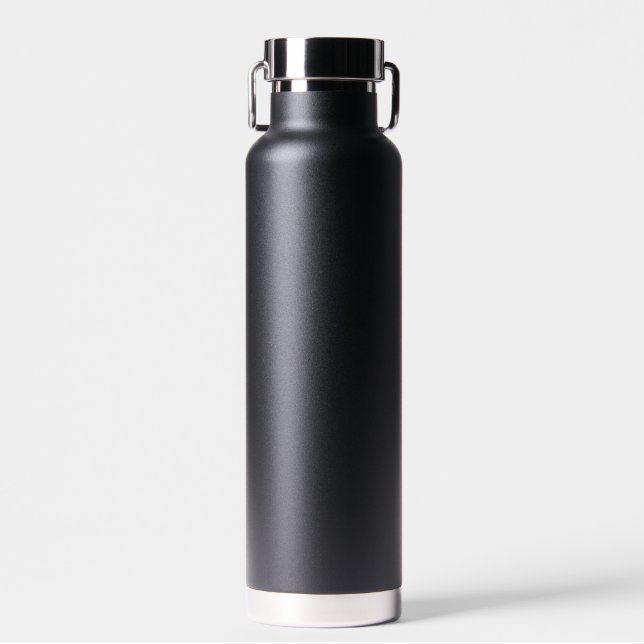 Solid Black 22 oz Stainless Steel Water Bottle (Front)