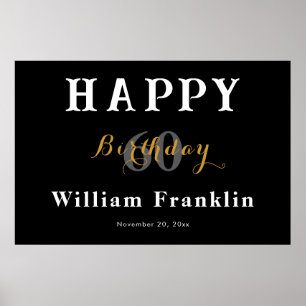 Solid Black 60th Birthday Party Celebration Poster