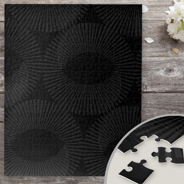 Solid Black and Grey Geometric Domino Illusion Jigsaw Puzzle (Creator Uploaded)