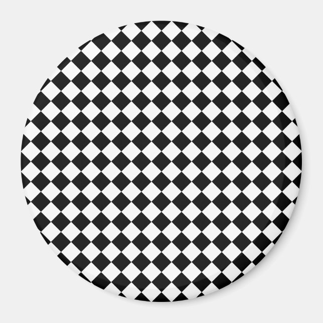 Solid Black and White Chevron Pattern 3Inch Round Magnet (Front)