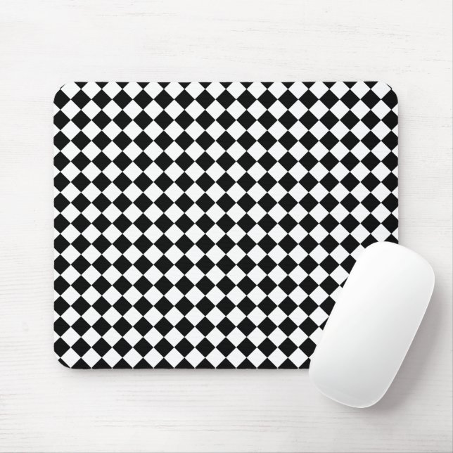 Solid Black and White Chevron Pattern Mouse Pad (With Mouse)