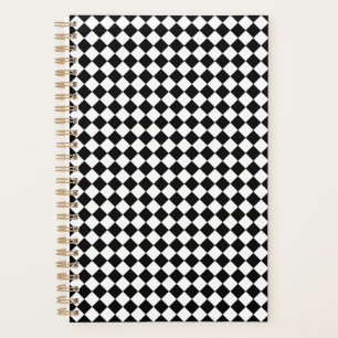 Solid Black and White Chevron Pattern Small Planner