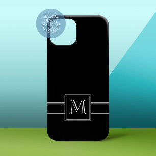Solid Black and White with Monogram iPhone 15 Pro Case