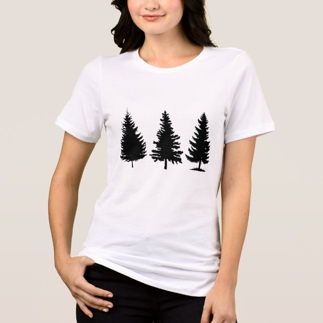 Solid Black Christmas Tree Set Tri-Blend Shirt (Front)