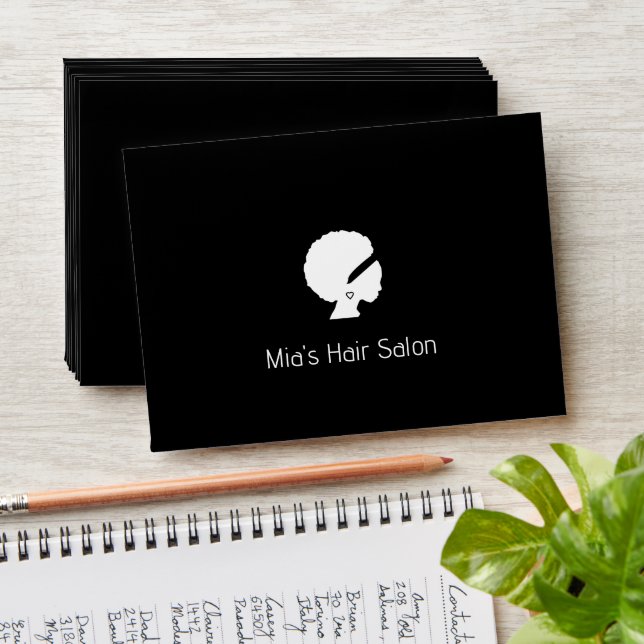 Solid black custom logo and name envelope (Stacked)