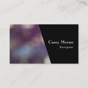 Solid Black Diagonal Over Colourful Bokeh Photo Business Card