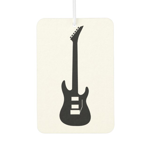 Solid Black Electric Guitar Car Air Freshener (Front)