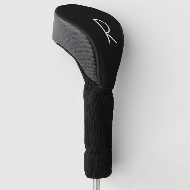Solid Black Personalized Golf Head Cover (Angled)