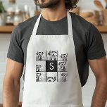 Solid Black Photo Collage Custom Monogram Standard Apron<br><div class="desc">You can use Instagram photos for this design. Use 8 square photos to create a unique and personal gift. Or you can keep the hipster puppy and make a trendy keepsake. If you need to adjust the pictures,  click on the customize tool to make changes.</div>