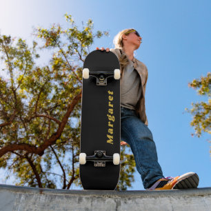 Solid Black Skateboard with Your Name in Style
