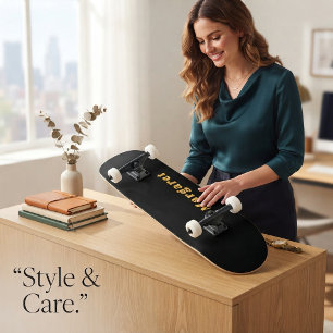 Solid Black Skateboard with Your Name in Style