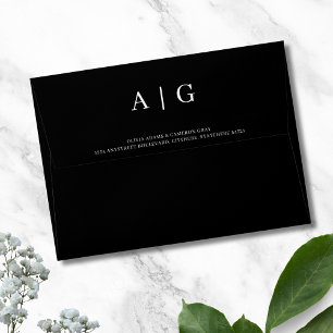 Solid Black Wedding 5x7 Envelope