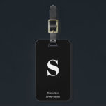 Solid Black White Monogram Name Stylish Typewriter Luggage Tag<br><div class="desc">Solid Black White Monogram Name Stylish Typewriter Luggage Tag for your travels and vacation,  customize this stylish bag tag it with your own initial monogram and name.</div>