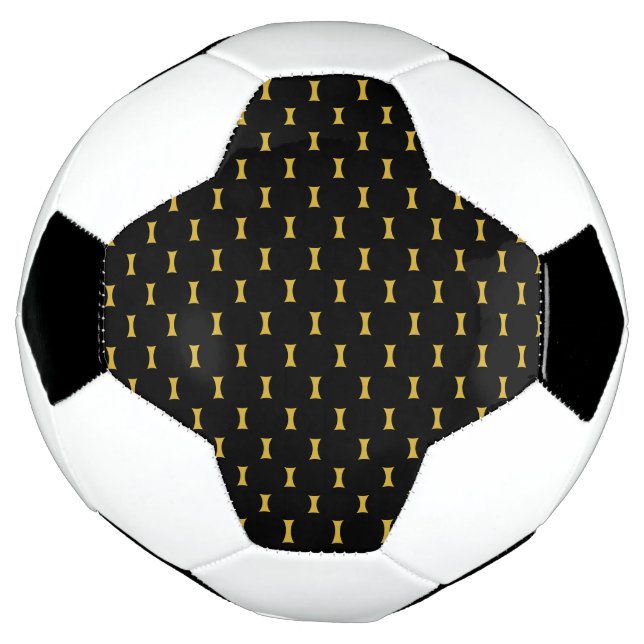 Solid Black with Metallic Gold Mark Style Soccer Ball (Rotated)