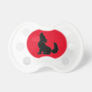 Solid Black Wolf Pup Howling Pacifier