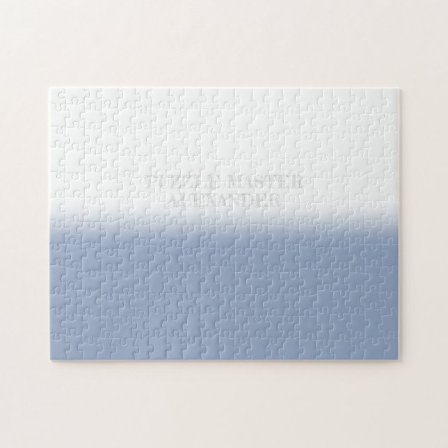 Solid Blue and White Secret Message Personalized Jigsaw Puzzle (Horizontal)