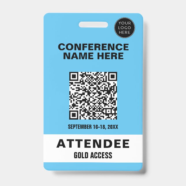 Solid Blue Conference Event Badge (Front)