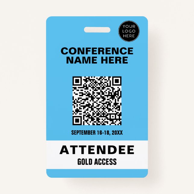 Solid Blue Conference Event Badge (Front)