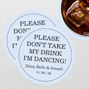 Solid Blue Wedding Round Paper Coaster