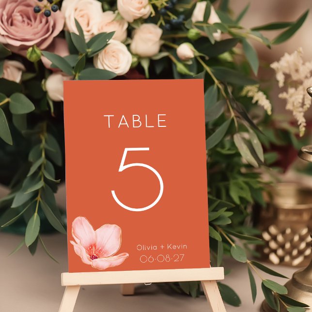 Solid bold Bright orange modern wedding Table Number (Creator Uploaded)