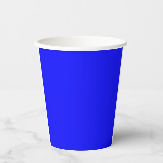 Solid Bright Blue Colour Minimalist Plain Paper Cups (Front)
