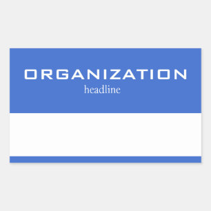 Solid Bright Blue White Headline Name Tag Labels