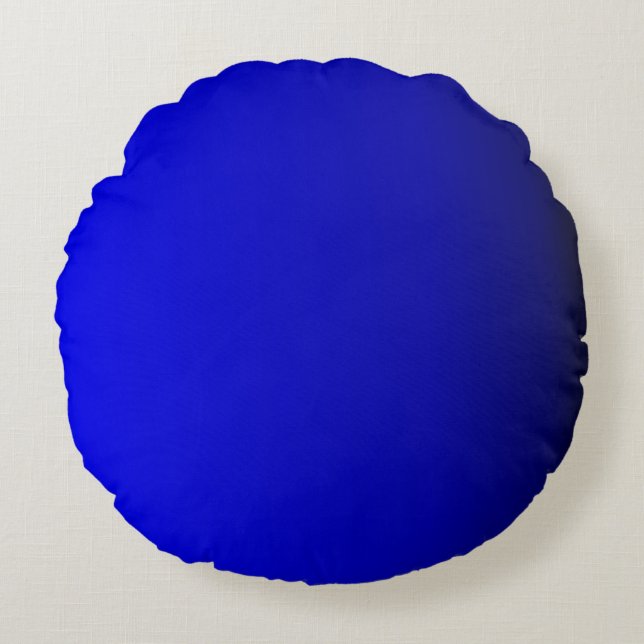 Solid Bright Cobalt Blue Round Pillow (Front)