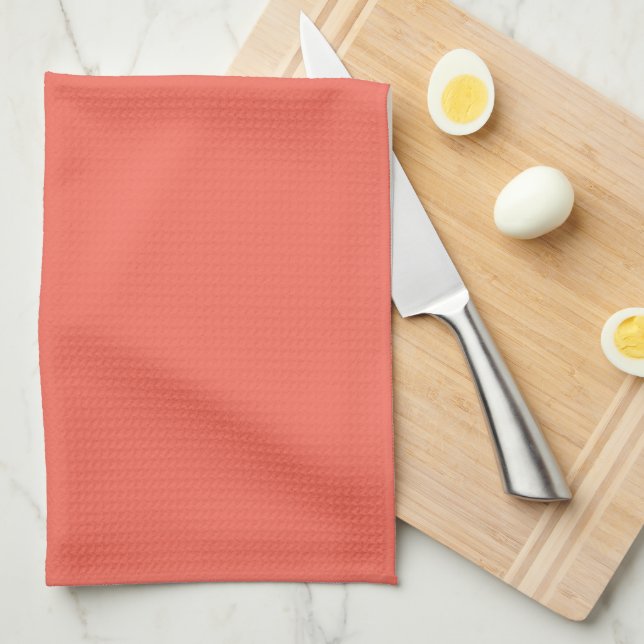 Solid bright coral kitchen towel (Quarter Fold)