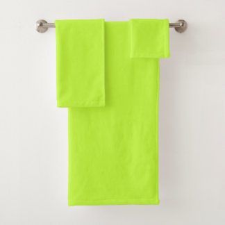 Solid bright lime light green bath towel set