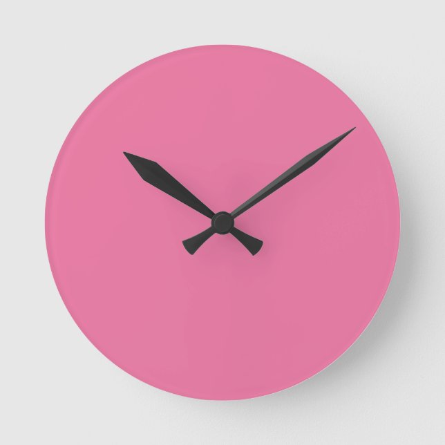Solid Bright Rose Pink Wall Clock (Front)