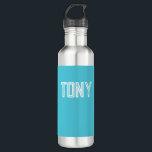 Solid Bright Sky Blue Custom Name Monogram 710 Ml Water Bottle<br><div class="desc">- Solid,  bold,  minimalist design with customizable name,  font,  font size or font colour... . It's very fun and playful!</div>