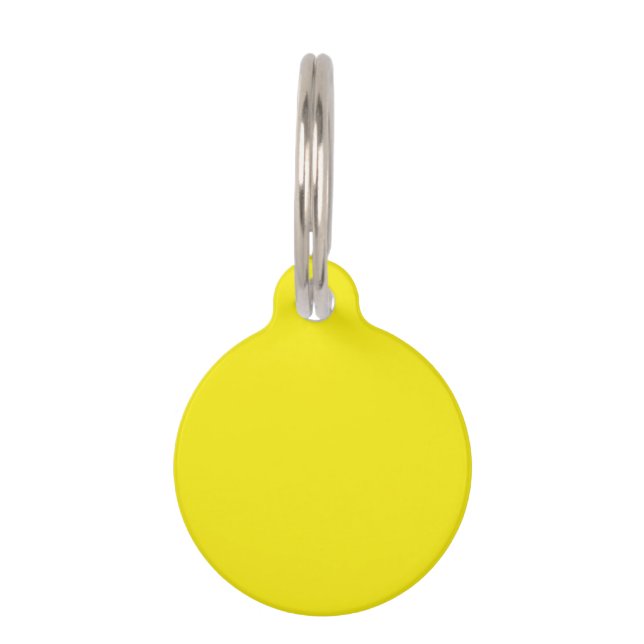 Solid bright sunny yellow pet tag (Front)