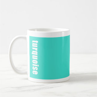 solid bright turquoise mug with the colour name