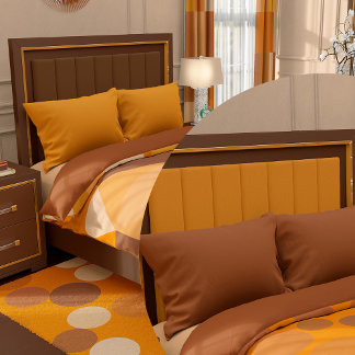 Solid Brown and Solid Orange Pillowcase