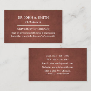 Solid Brown PhD Student Business Card