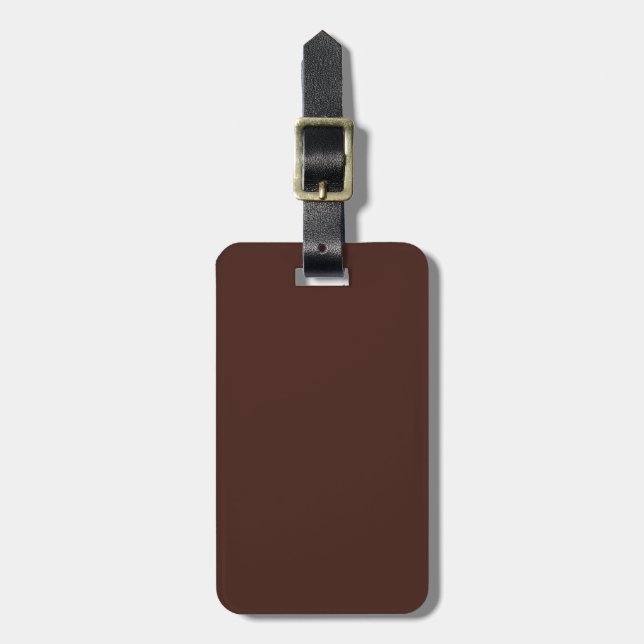 Solid Brown with White Text Luggage Tag (Front Vertical)