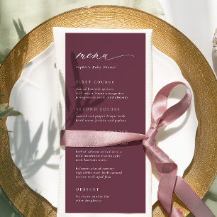 Solid Burgundy Plum + Calligraphy Script Menu