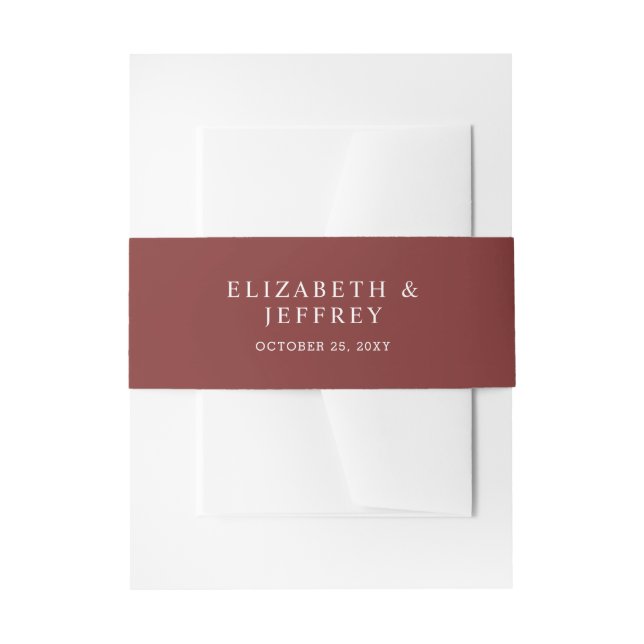 Solid Burgundy Wedding  Invitation Belly Band (Front Example)