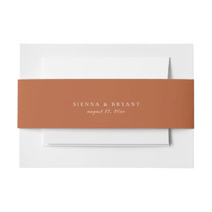Solid Burnt Rust Orange Colour Wedding Invitation Belly Band